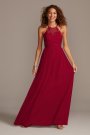 High-Neck Embroidered Soft Net Bridesmaid Dress David's Bridal F20118