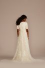 Beaded Lace Elbow Sleeve Modest Wedding Dress MSLMS251177