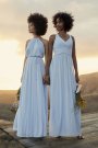 Mesh Long Bridesmaid Dress with Crisscross Back David's Bridal W10974