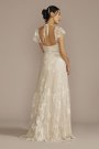 Recycled Lace Illusion Cap Sleeve Wedding Dress RWG4080