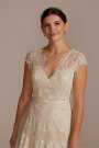 High Neck Cap Sleeve Lace A-Line Wedding Gown MS251253