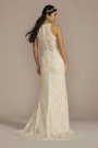 Halter Neck Button Back Allover Lace Wedding Dress WG4091