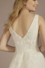 Tea-Length Plunging Neckline Lace Wedding Dress SDWG1134