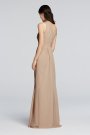 Long One-Shoulder Crinkle Chiffon Dress David's Bridal F18055