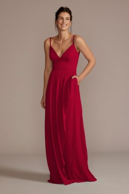 Chiffon V-Neck Cascade Skirt Bridesmaid Dress David's Bridal F20540