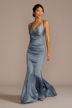 Satin Spaghetti Strap Mermaid Bridesmaid Dress GS290067