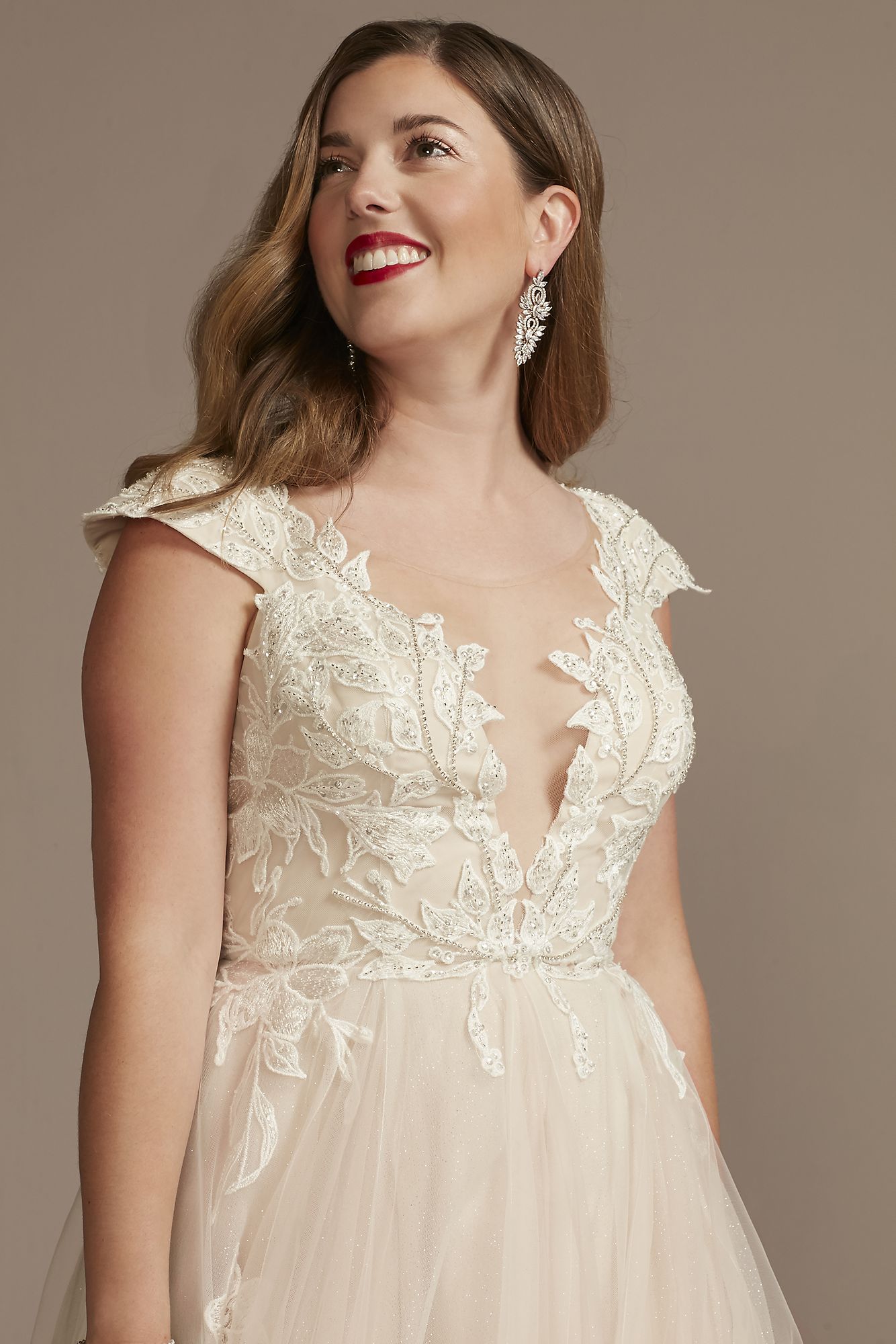 Soft Chiffon Wedding Dress with Beaded Lace Detail