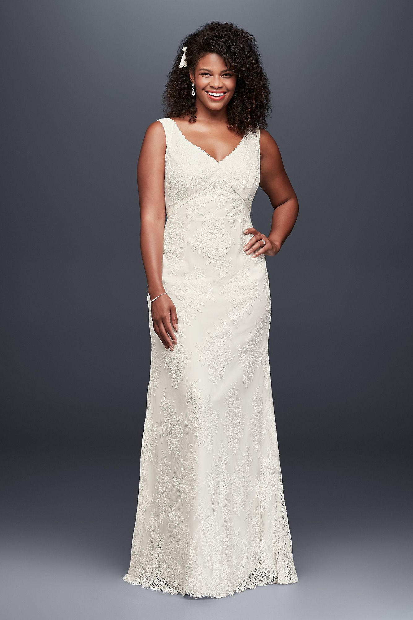 V-Neck Plus Size Wedding Dress with Empire Waist Galina 9KP3803