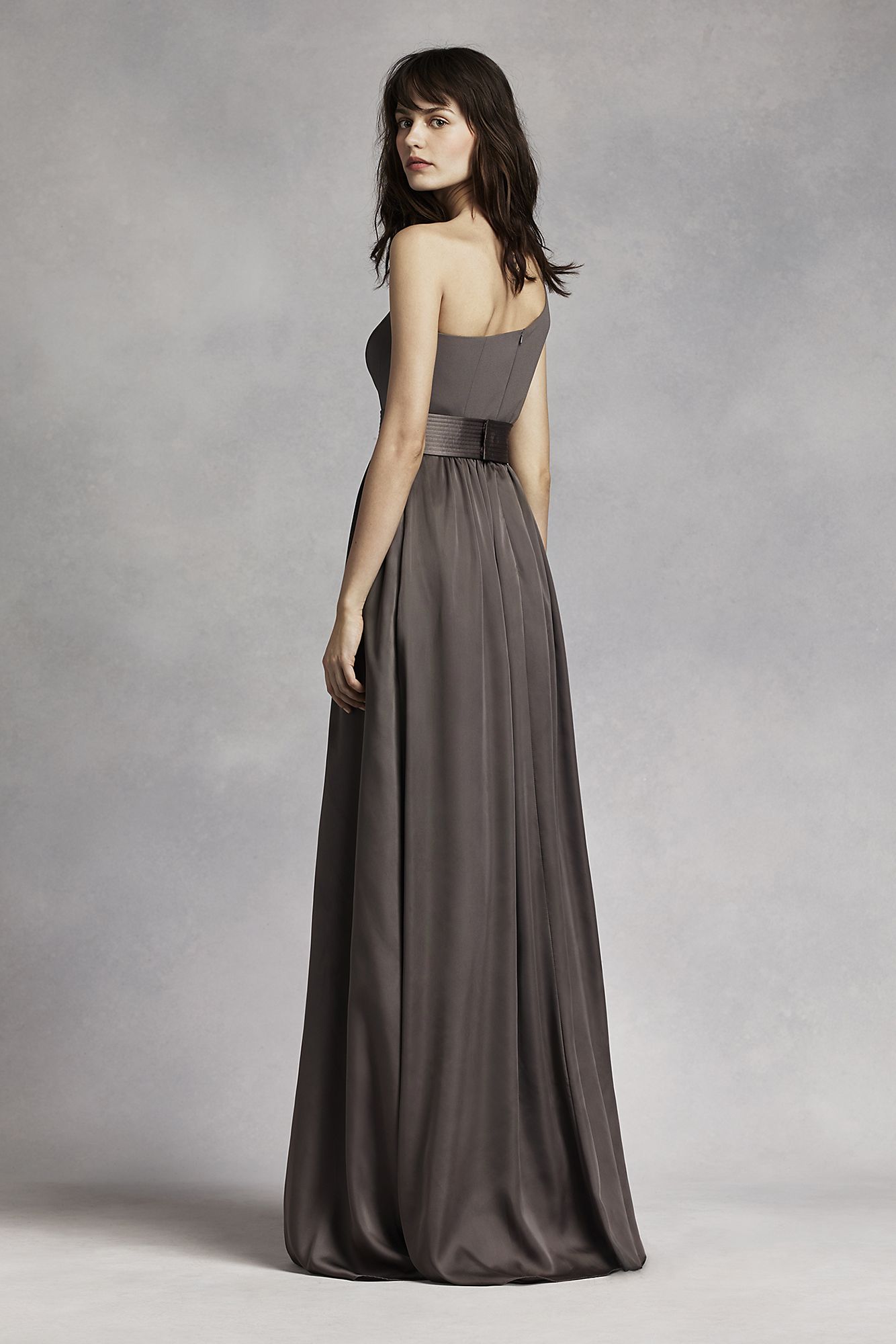 Vera wang one shoulder shop dress with satin sash